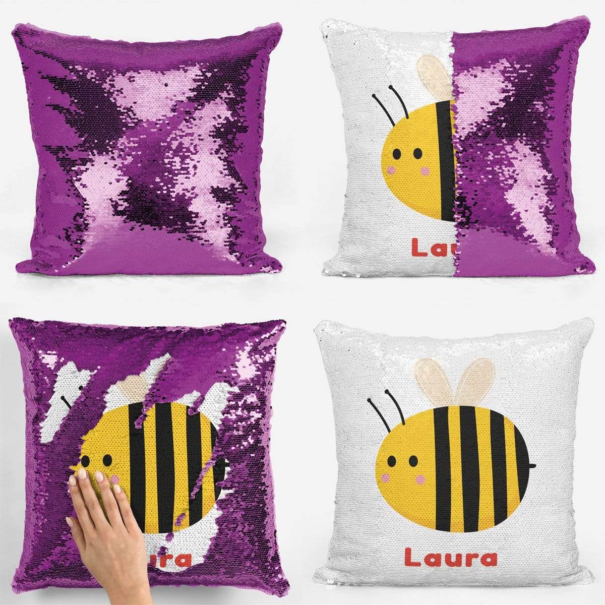 Bumble Bee Name Sequin Magic Cushion